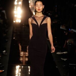 Monique lhullier / purpleillusion v neck  mesh neck dress maxi wedding 0